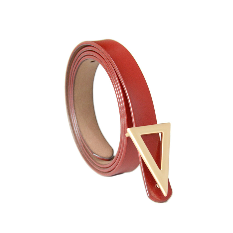 Ceinture polyvalente version coréenne pour femmes, ceinture décorative à boucle triangulaire en cuir de vache véritable, taille fine simple à boucle unique_voghion.com