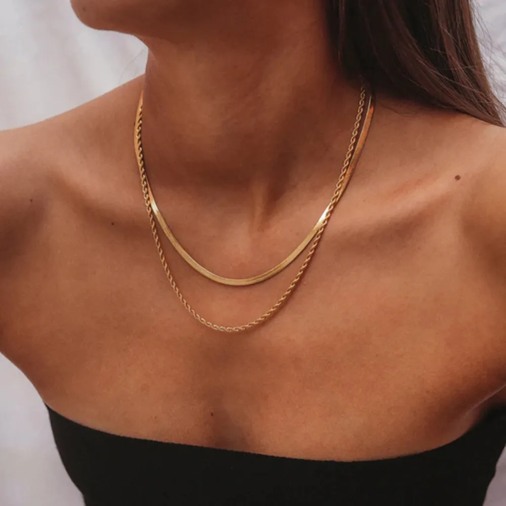 Collana catena doppio strato design serpente lama gioiello_voghion.com