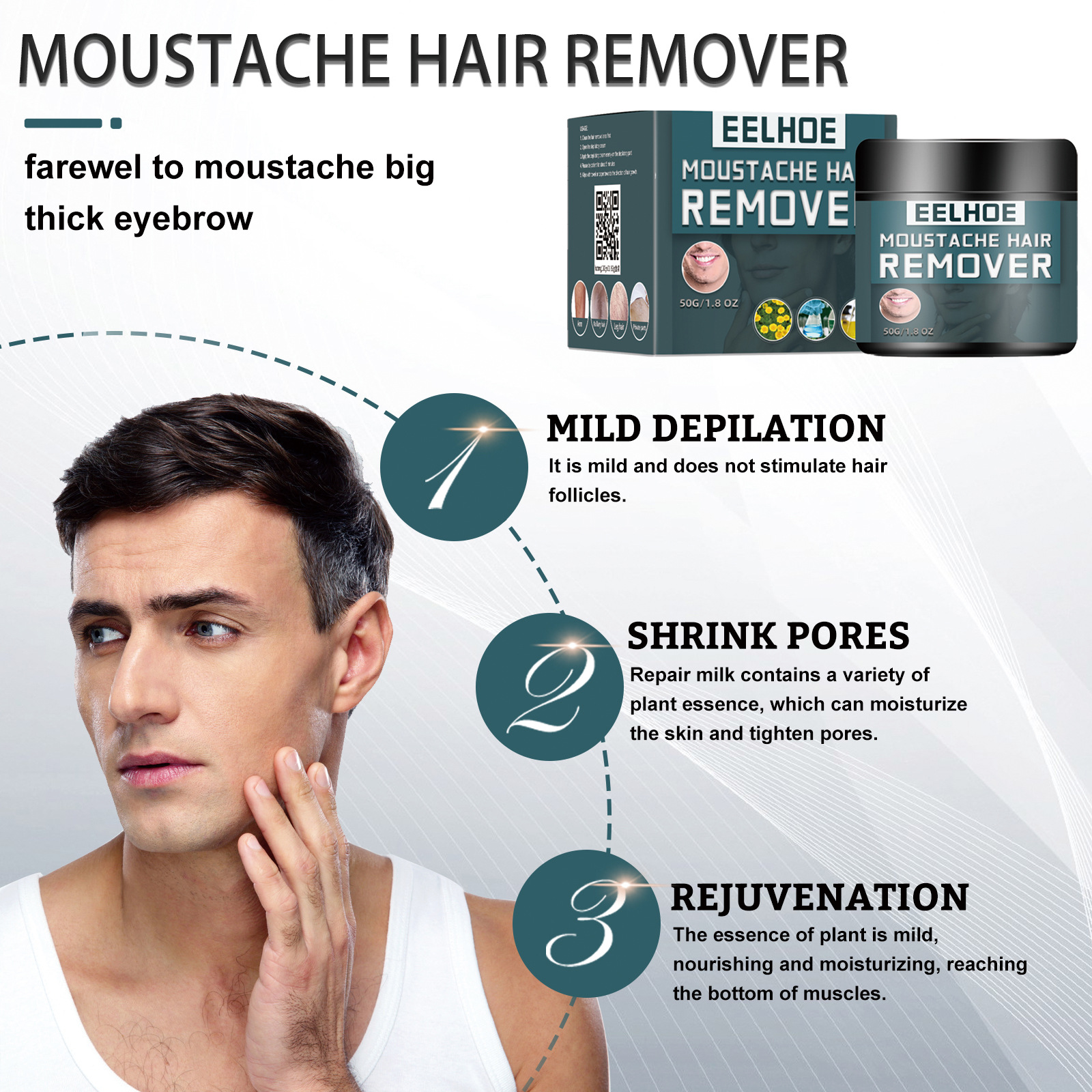 Crema demachiantă EELHOE pentru bărbați curăță corpul, rănește pielea, barba este ușoară, nu irită axilara, pieptul_voghion.com