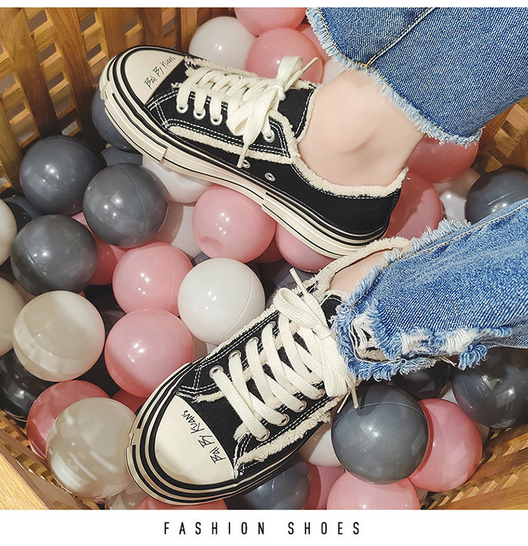 New Celebrity Same Style Beggar Vulcanized Thick Sole Increase Low Top Couple Canvas Trendy Shoes for Men and_voghion.com