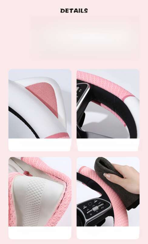 Housse de volant de voiture mignonne et mignonne, adaptée à toutes les saisons, design en maille, housse de poignée de voiture avec petit chat_voghion.com