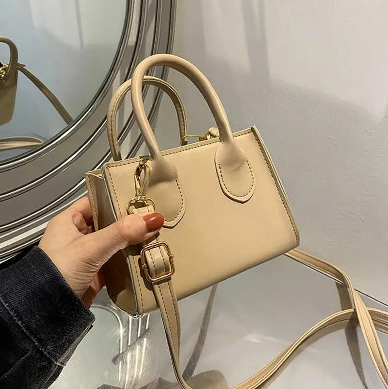 Elegant Top Handle Shoulder Bag For Women Solid Color Pu Leather_voghion.com