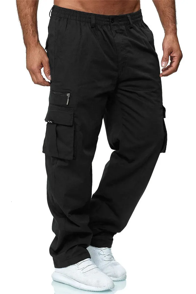 Pantalon cargo d'été pour homme, extensible, ample, multi-poches, décontracté, pour le travail, le sport et l'extérieur, 240111_voghion.com