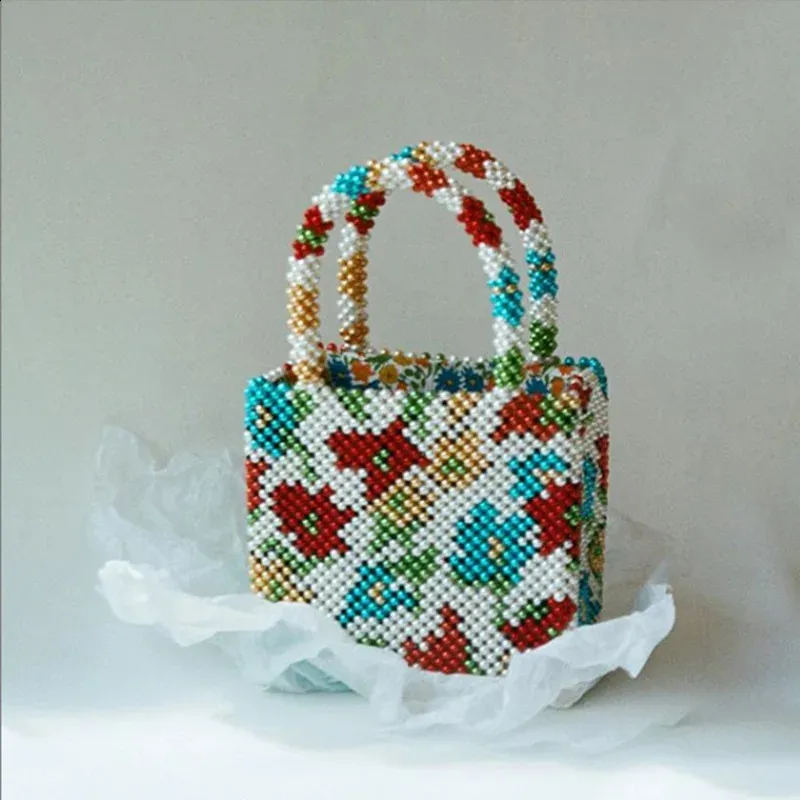 Mode Perle Acryl Vintage Handgewebte Kupplungen Perlen Abendtaschen kndpso Party Prom Hochzeit Handtasche Geldbörsen 240907_voghion.com