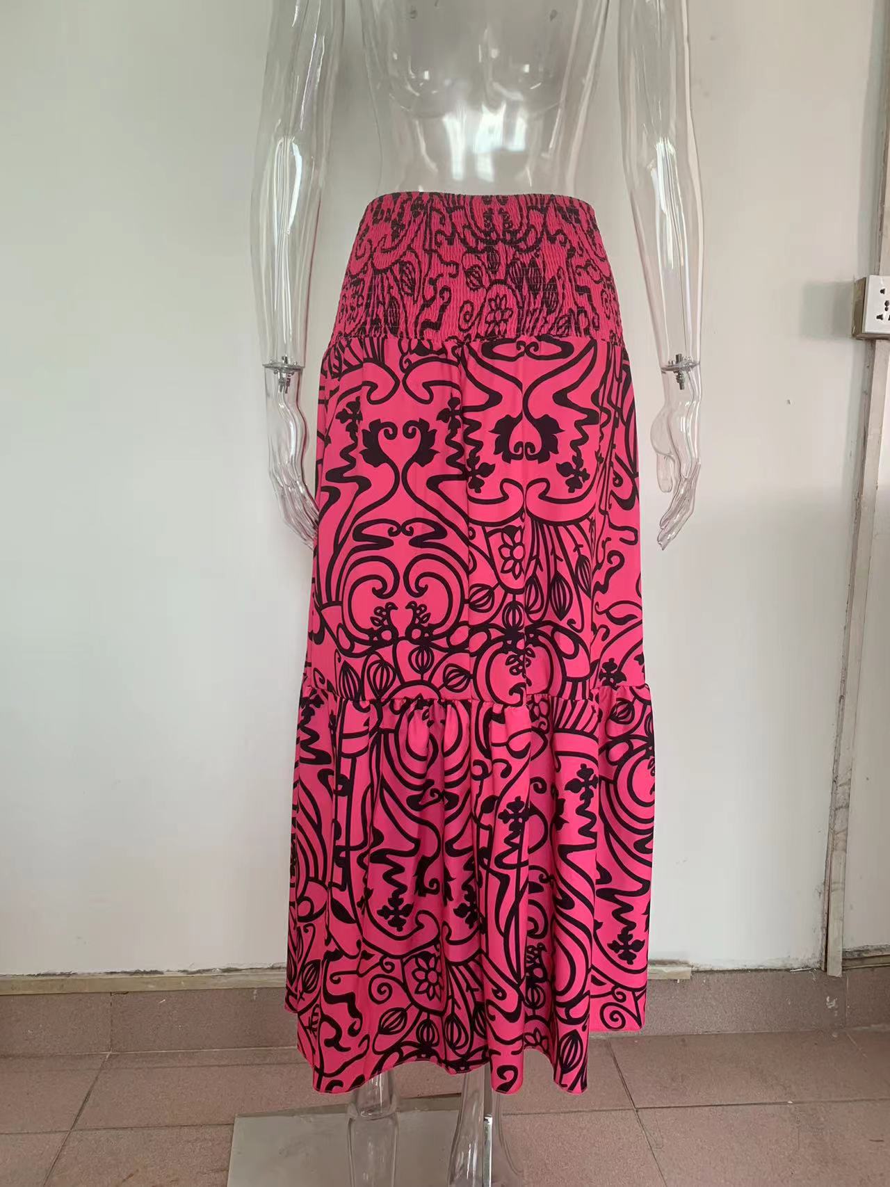 Damen Boho Maxirock Mit Blumenmuster Hohe Taille Für Den Sommer_voghion.com