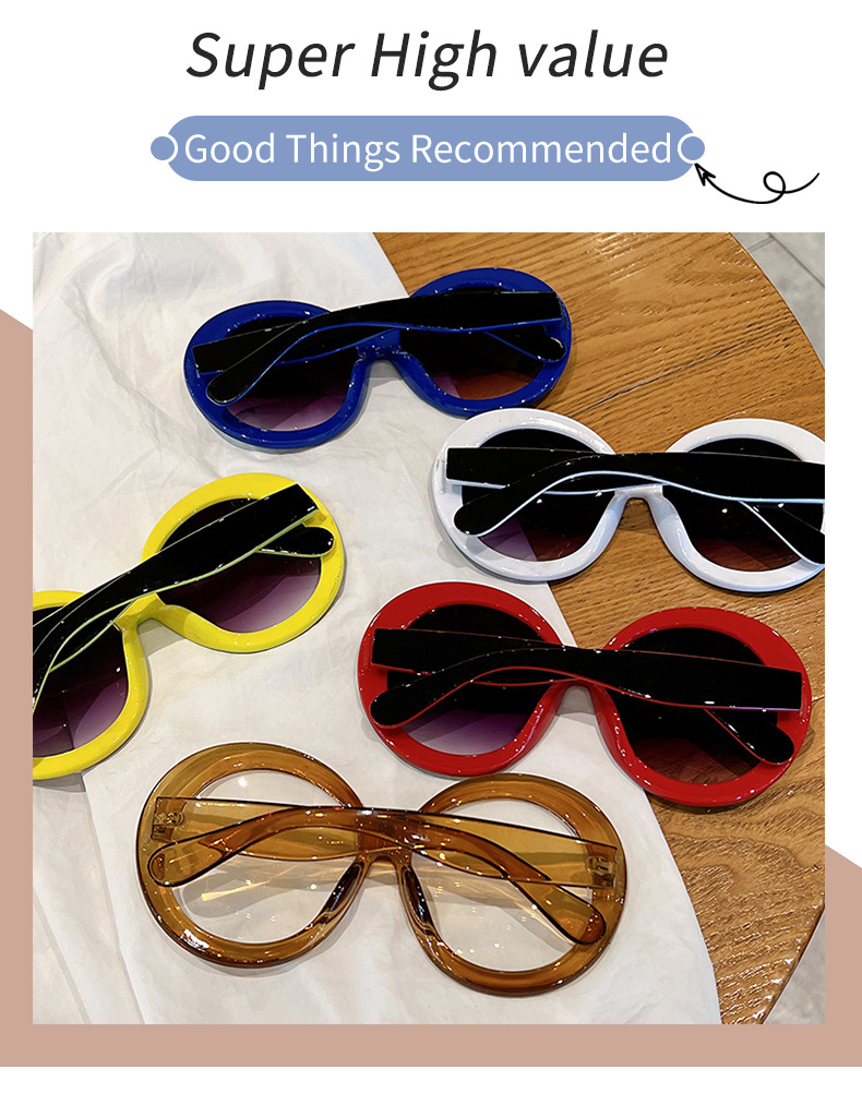 Occhiali da sole alla moda, rotondi, grandi, con montatura in metallo, stile street, celebrità, personalità, alla moda_voghion.com