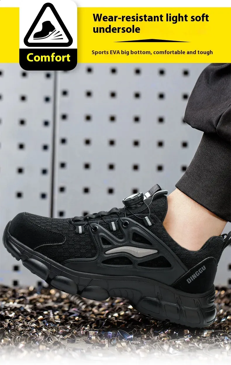 Rotating Button Mens Womens Steel Toe Plus Size 47 48 Work Sports Shoes Protective Safety Boots 250226_voghion.com