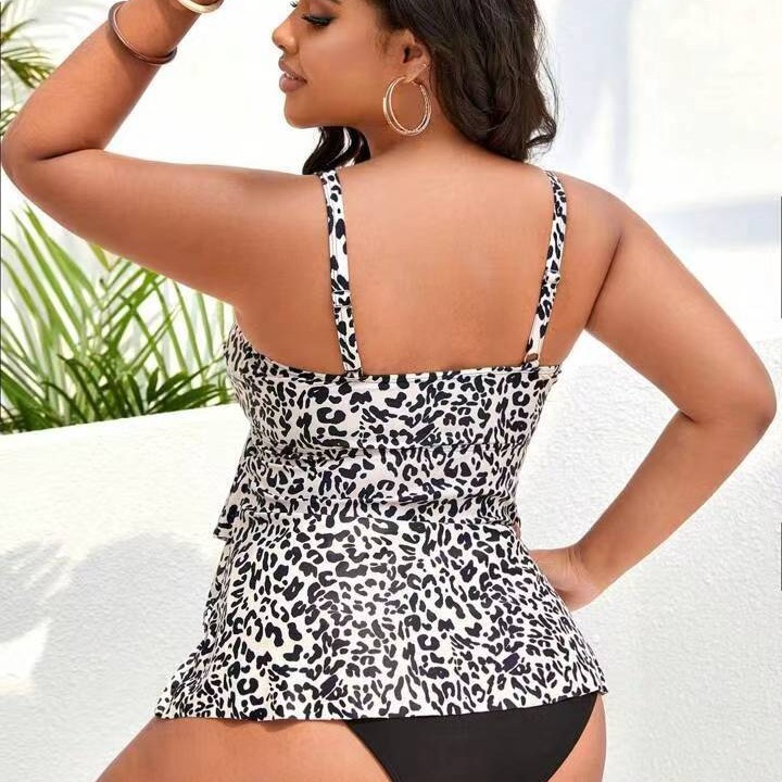 Feminino tamanho grande mulher gorda leopardo impressão sexy moda sem costas barriga fina cintura alta biquíni feminino_voghion.com
