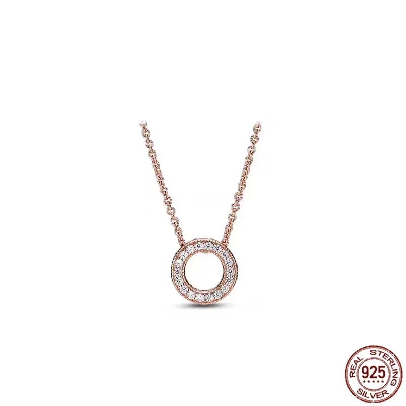 Klassiskt glänsande runt hjärta fyrkantigt hänge halsband hängsmycken_voghion.com