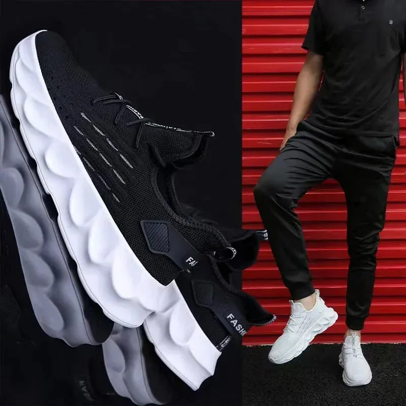 Chaussures de marche décontractées en maille à lacets pour hommes, légères et vulcanisées, Zapatillas Hombre 250530_voghion.com