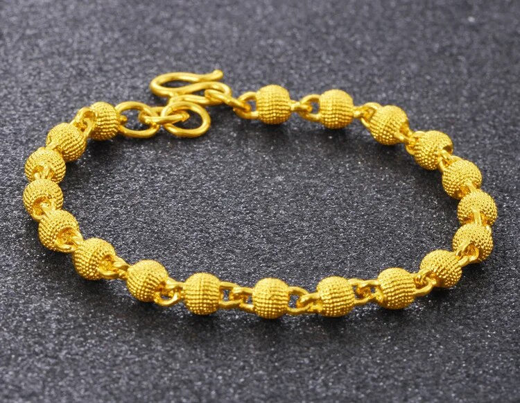 Bracciale placcato oro giallo per donna, catena a mano con perline di transito in oro satinato e sabbia Vieam_voghion.com