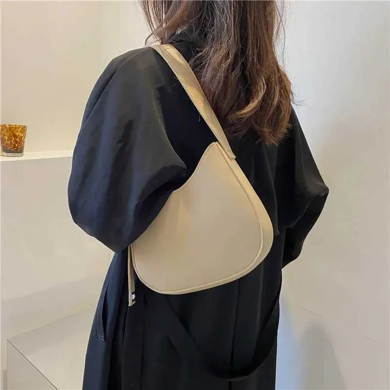 Lässige Damen Umhängetasche Aus Kunstleder In Halbmondform_voghion.com