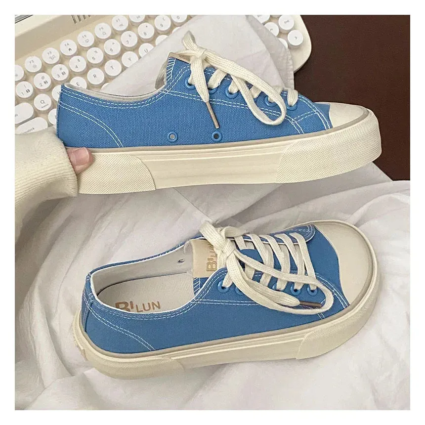 Baskets en toile confortables et polyvalentes pour femmes, style coréen, tendance printemps-été, chaussures décontractées pour femmes 240624_voghion.com