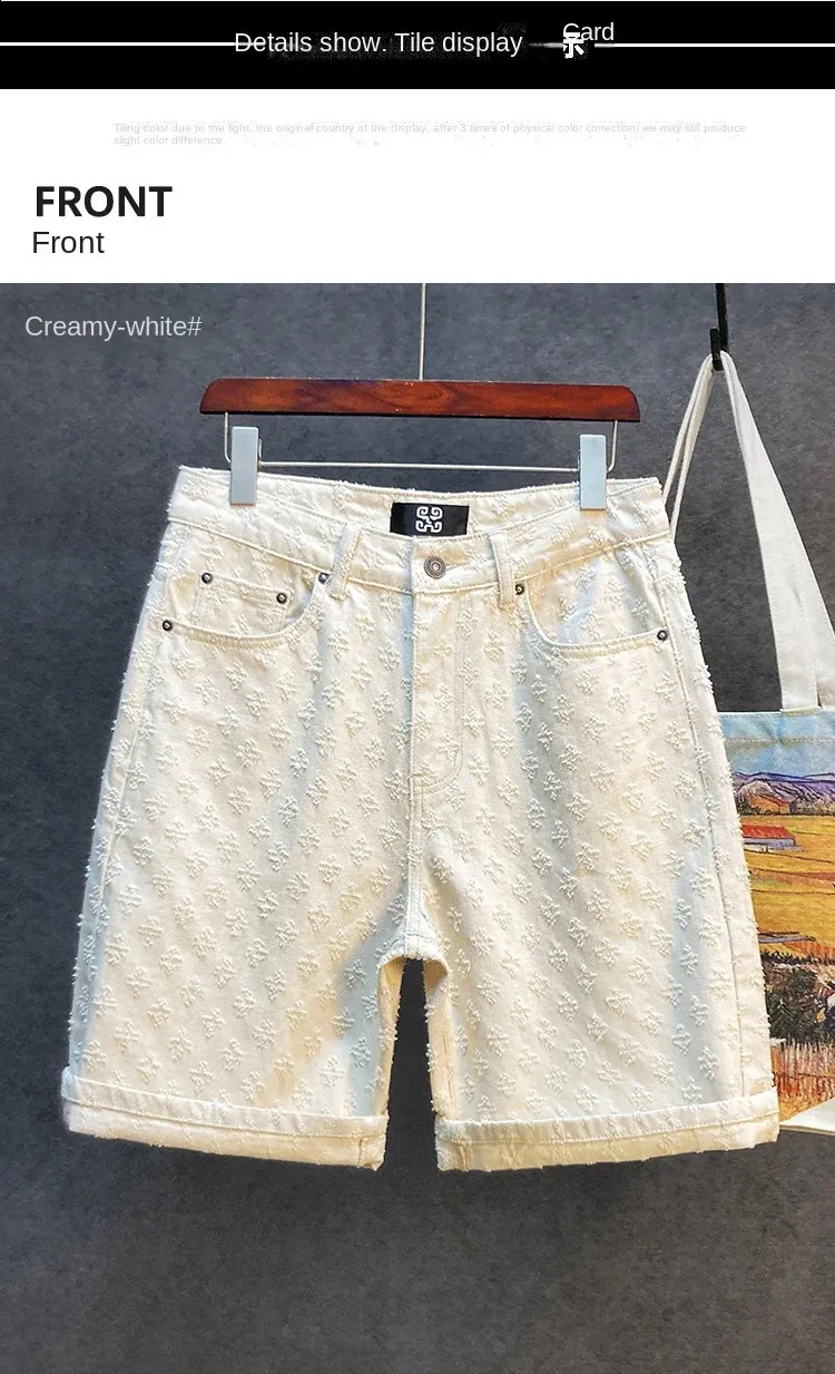 Pantaloni Five Point da uomo 2024, larghi, dritti, gamba larga, in jacquard traforato, pantaloncini in denim casual di alta qualità, 24_voghion.com