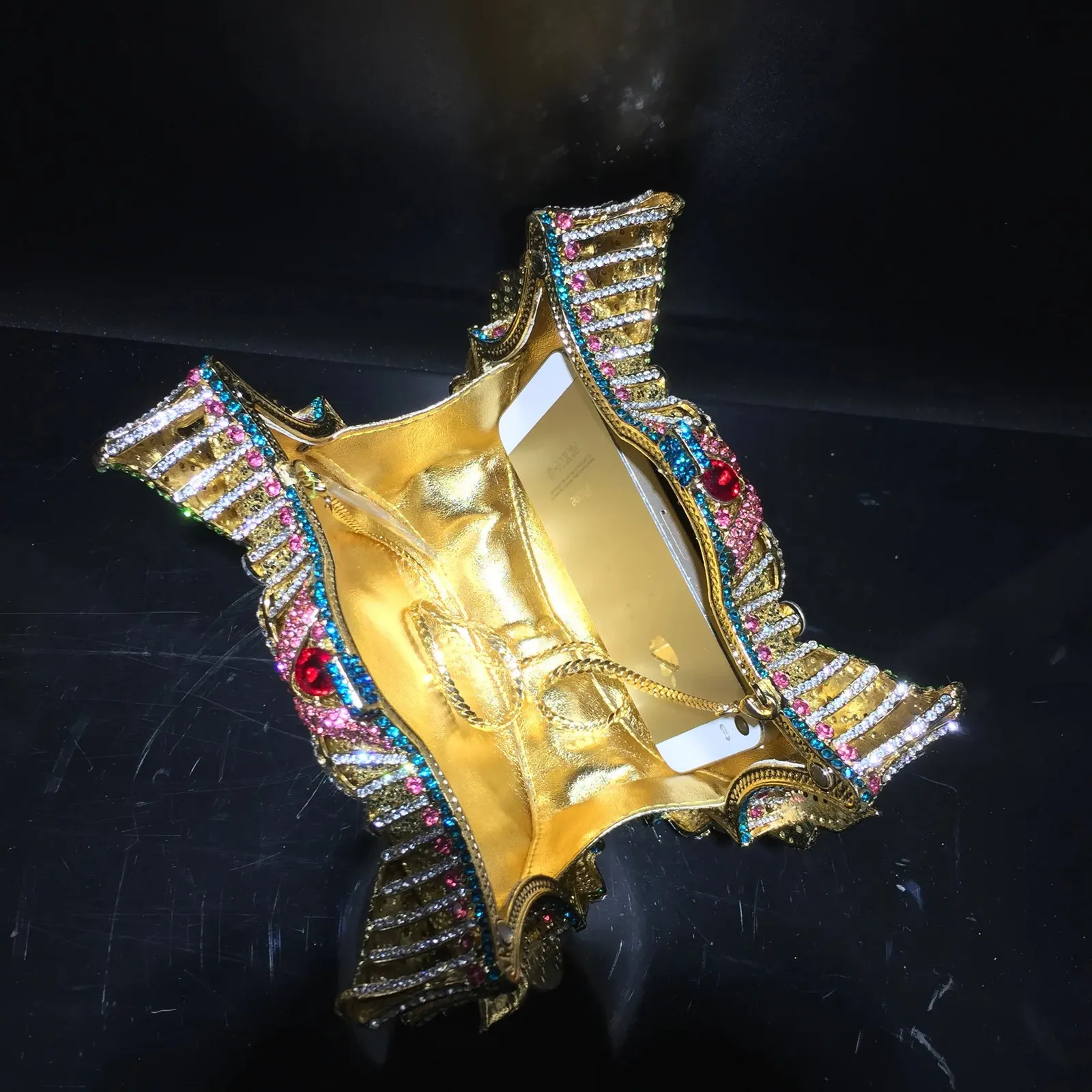 XIYUAN RosaPretoAzulDourado Cristal Noite Clutches Bolsa Oca Mulheres Metal Clutch Bolsa Casamento Festa Baile Jantar_voghion.com
