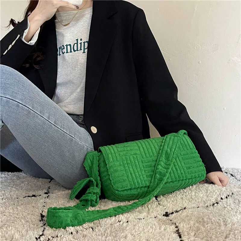 Grüne Handtuch Stoff Handtaschen und Geldbörse Designer Crossbody Mode Kissen Taschen für Frauen Schulter Tasche Damen Tote Clutch_voghion.com