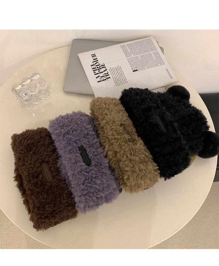Cute Little Bear Ears Knitted Women's Autumn and Winter New Plush Big Head Waist Korean Headband Woolen Hat_voghion.com