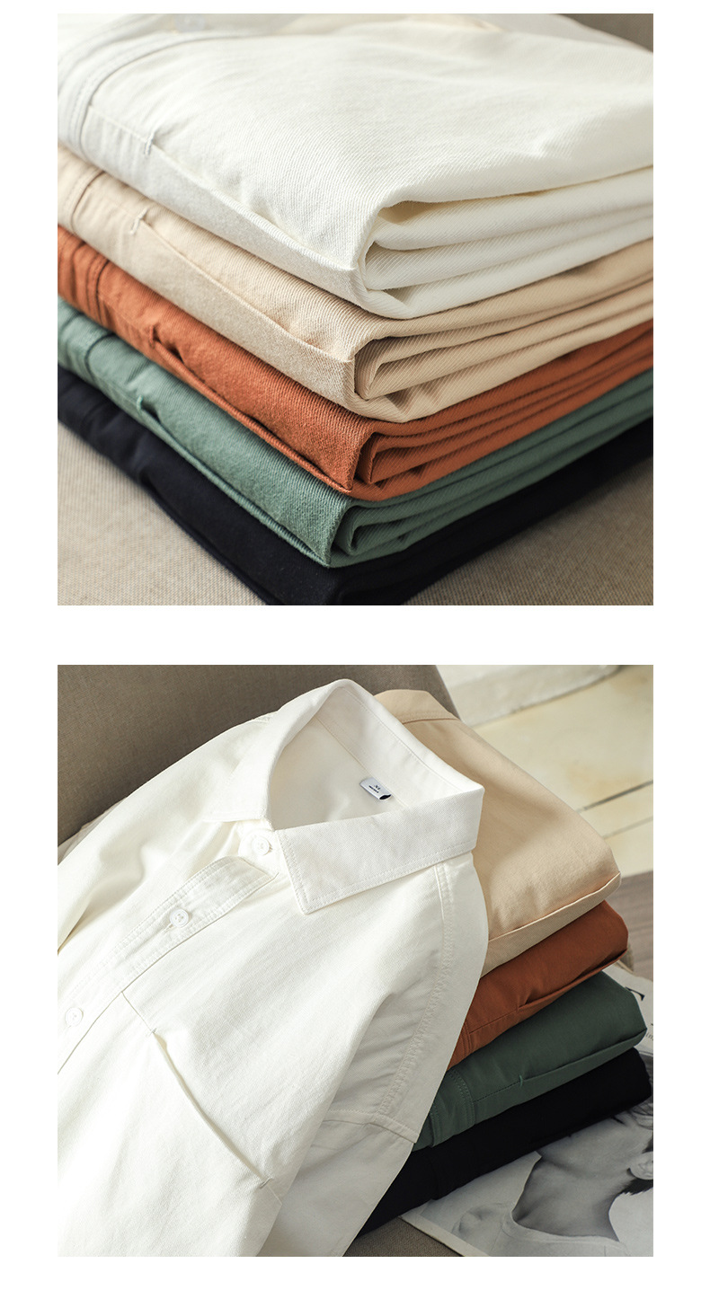 Amerikkalainen raskaansarjan lyhythihainen paita miehille kesällä yksivärinen yksinkertainen käännetasku rento paita puuvilla valkoinen paita miehille_voghion.com