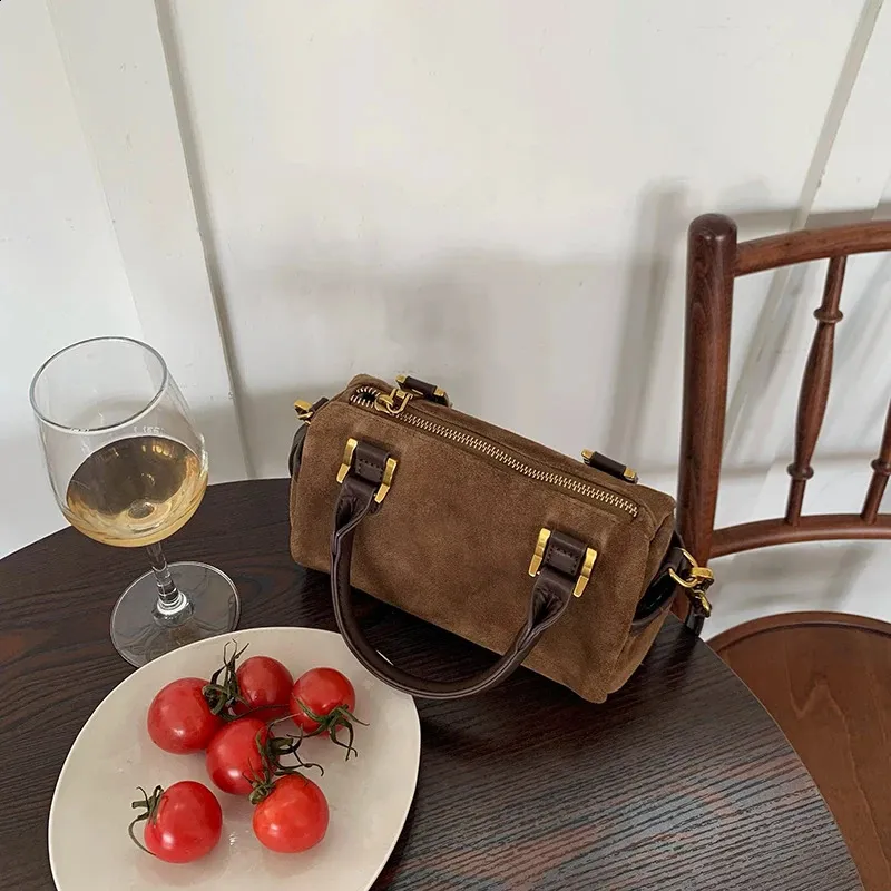 Vintage suède handtas voor dames herfst winter schoudertas elegant_voghion.com