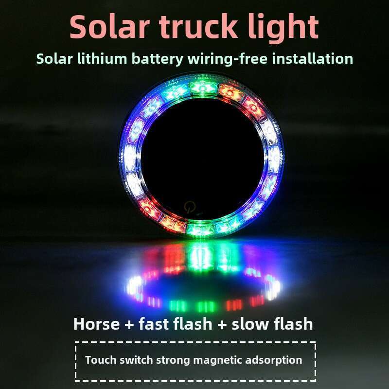 Feu d'avertissement circulaire à sept couleurs pour camion à énergie solaire, anti-collision arrière, troisième génération_voghion.com