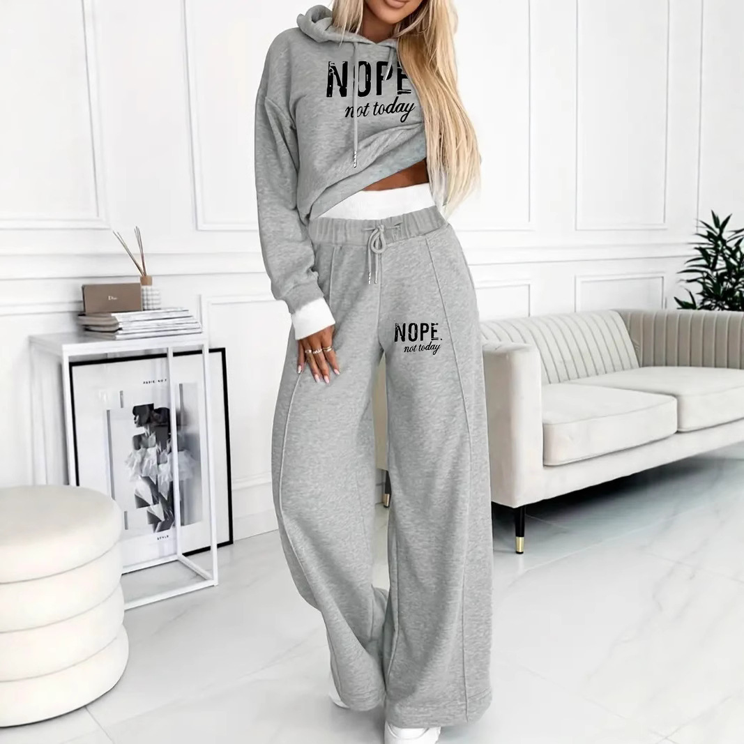 Women's Clothing Cozy Winter Letter Print Fleece Tracksuit Set For Men & Women - Soft Thermal Loungewear, Casual Streetwear ( Charcoal, S-XXL)