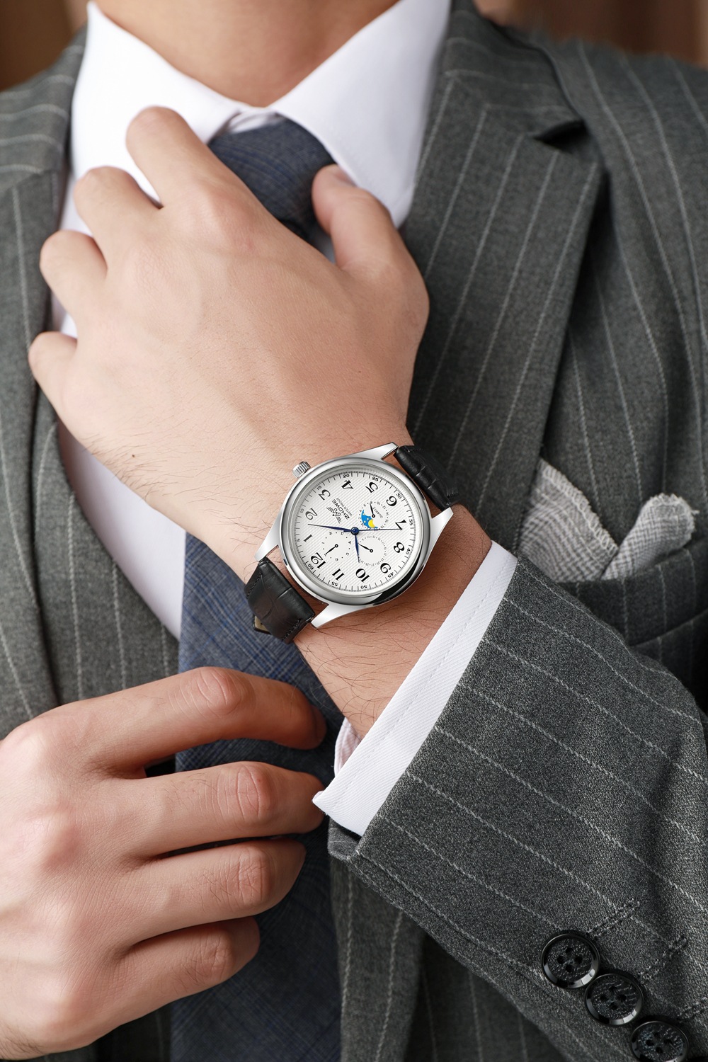 Dreiäugiges Paarpaar, personalisiertes Temperament, blaue Nadel mit einfacher Business-Herrenuhr, OL-Damenuhr_voghion.com