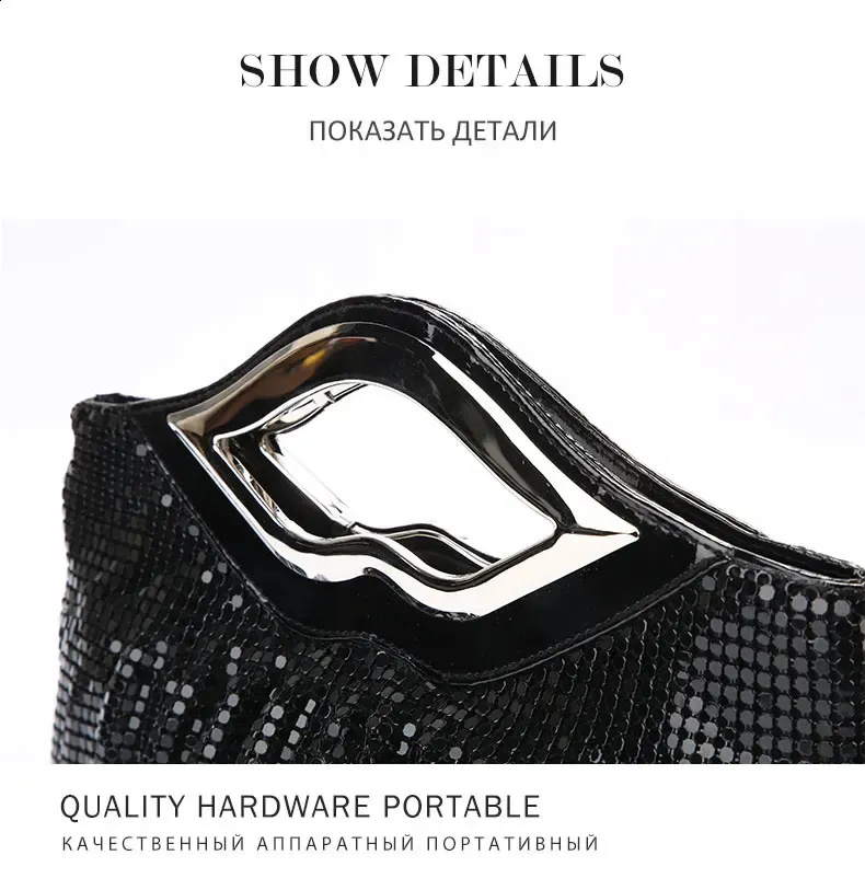 Womens Purse And Handbag Black Gold Sier Evening Sequin Shoulder Bag Female Wedding Clutch 240820_voghion.com