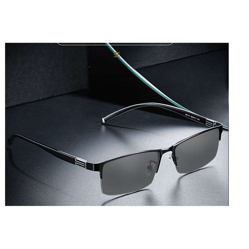 Metal Half-frame Colour-changing Myopia Men's Glasses, Outdoor Driving Anti-blue Light Protection Glasses_voghion.com