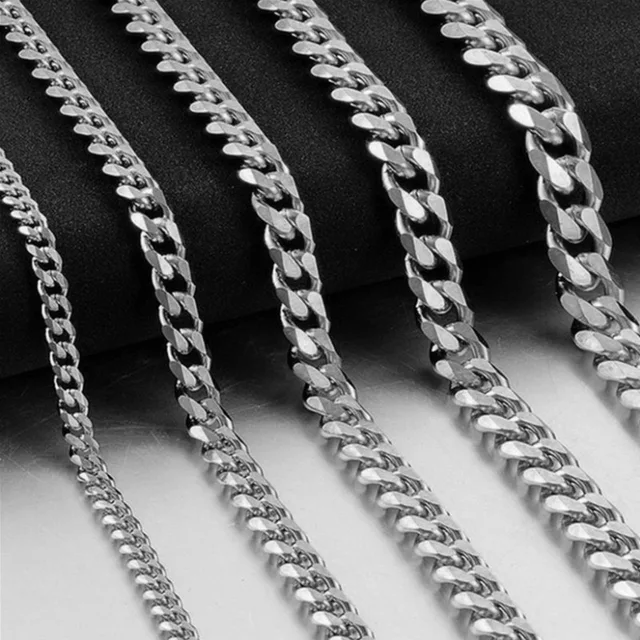 Moda Hip Hop Larghezza 3/5/7/9MM Collana con catene in acciaio inossidabile cubano k per uomo Collana girocollo semplice da rapper al collo Moda_voghion.com