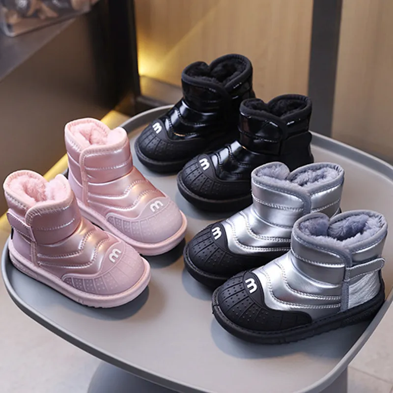 Winter Kids Youth Cotton Shoes Fashion Boys Girls Ankle Boots Littlesprouts Soft Bottom Warm Student Boot Sier Black_voghion.com