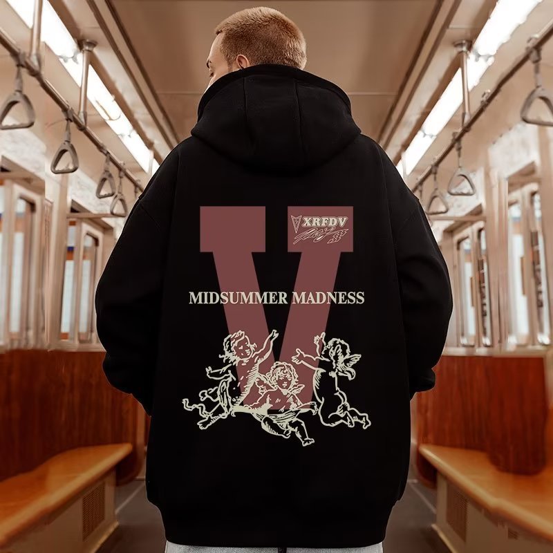 2024 Ny Trendy Mærke Fedt Hooded Løs Plys Fortykket Stor Størrelse Partrøje til Herrer Efterår og Vinter_voghion.com