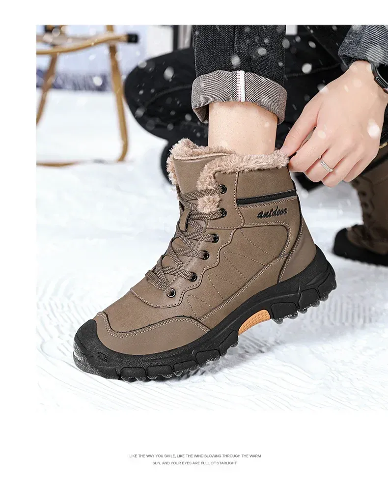 Scarpe casual sportive da uomo, stile retrò, da trekking, alte, in peluche, da campeggio, per le vacanze, da pesca, 2024_voghion.com