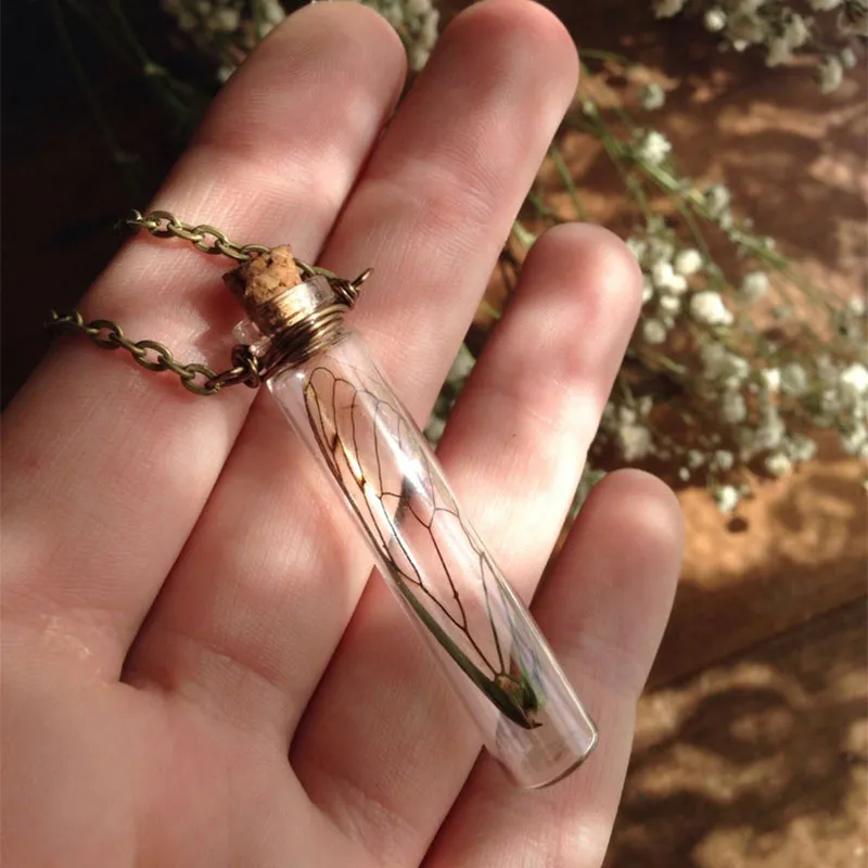 Chains Real Cicada Specimen Wing Necklace Y2k Grunge Goblin Core Cottage Forest Witchy Witch Celestial_voghion.com