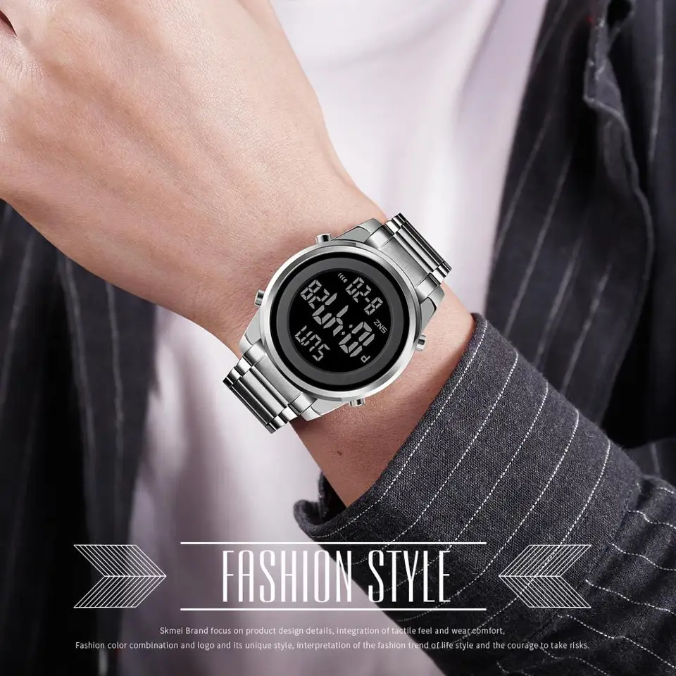 Herren Digital Sportuhr Edelstahl Wasserdicht Armbanduhr_voghion.com