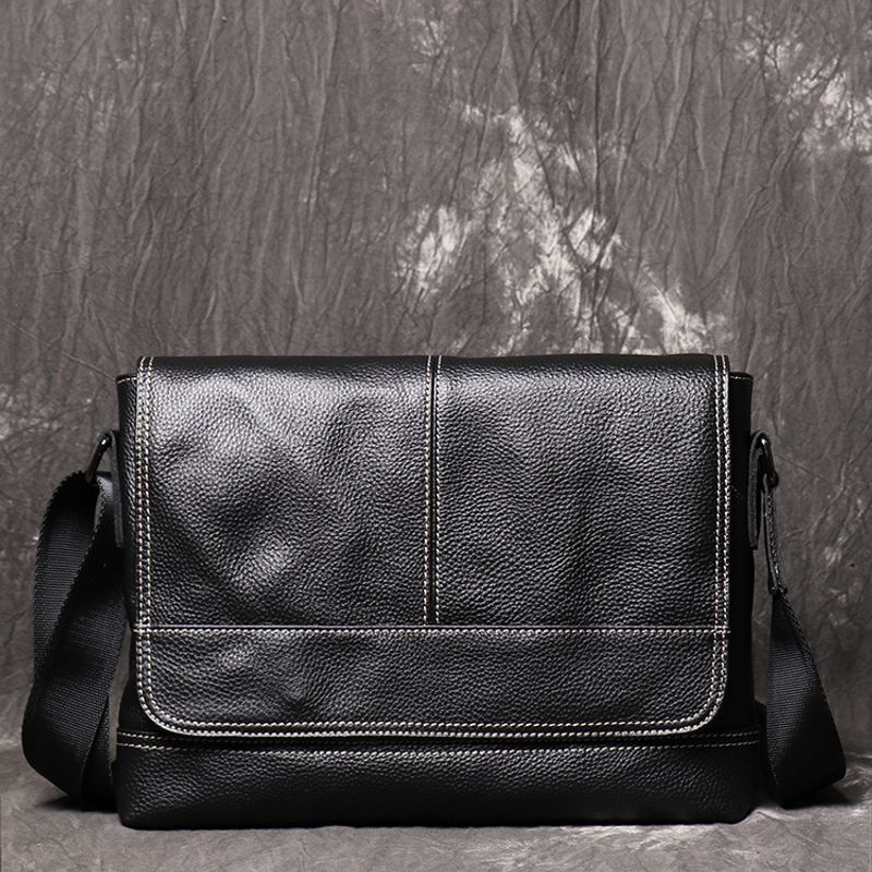 Rindsleder schlichte neue Echtledertasche Herren, Umhängetasche aus weichem Leder für Damen, iPad-Tasche mit großem_voghion.com