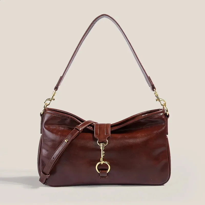 Vintage Okseltas Handtassen Voor Vrouwen Hoge Kwaliteit Zachte Huid Lock Eenvoudige Wilde Schouder Crossbody Tas 240902_voghion.com