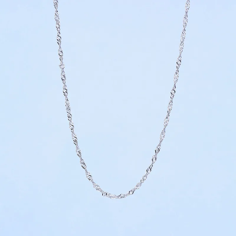 Chains Sterling Sier 1.3mm Water-wave Necklace Chain Fit For Pendant Charm Women_voghion.com
