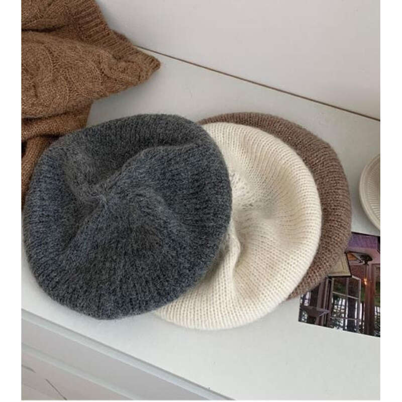 Autumn And Winter Atmosphere, Mohair Knitted Beret, Women's Gentle Style, Versatile, Show Off Face, Small Artist Hat,_voghion.com