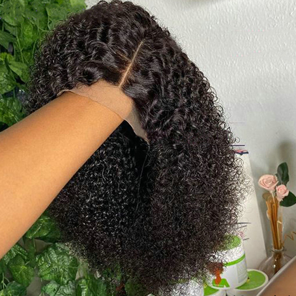 Perruque courte crépue bouclée Bob cheveux humains pré plumée 13x4 dentelle péruvienne bouclés cheveux humains Bob perruques pour les femmes