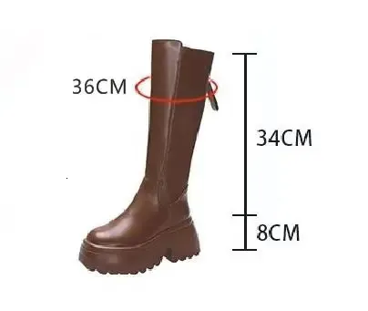 Knee High Platform Boots Women Retro Punk Style Leather Booties_voghion.com