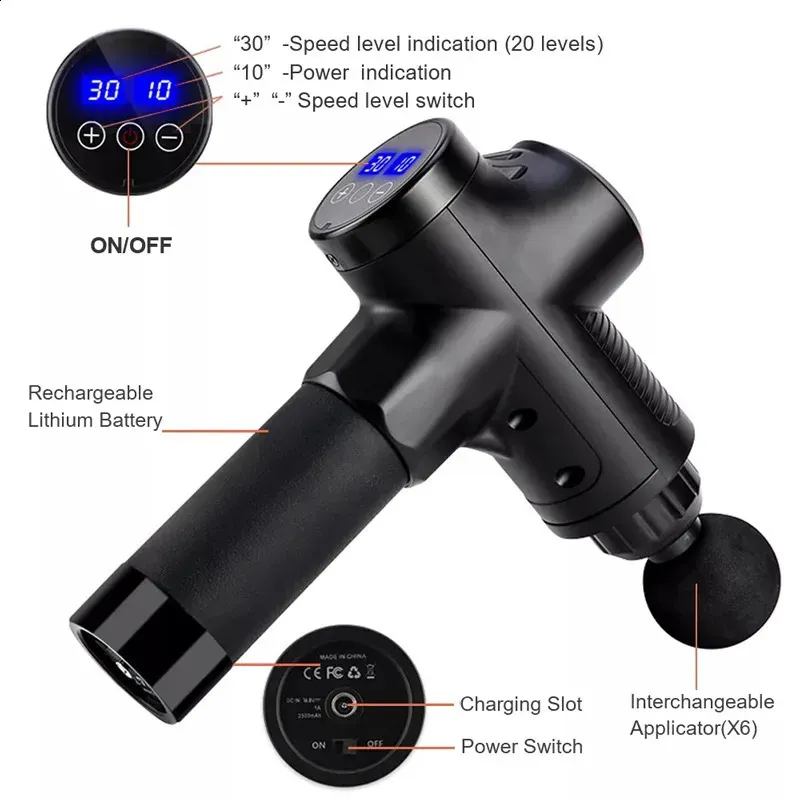 Fascial Massage Gun Electric Percussion Pistol Massager Body Neck Back Deep Tissue Muscle Relaxation Pain Relief Fiess_voghion.com