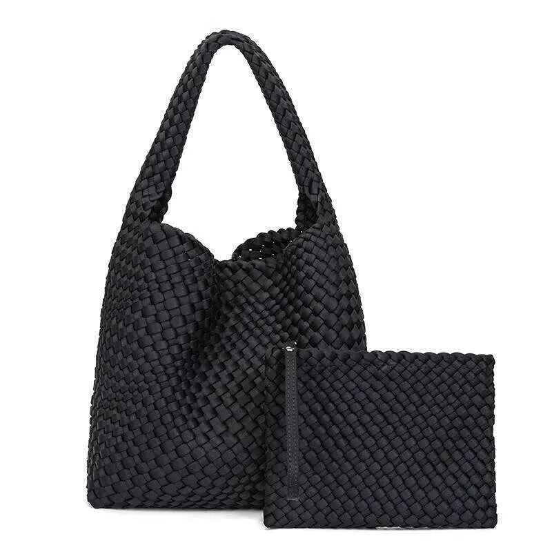 Sac à main en néoprène tissé à la main pour femme, fourre-tout décontracté, grande capacité, à bandoulière_voghion.com