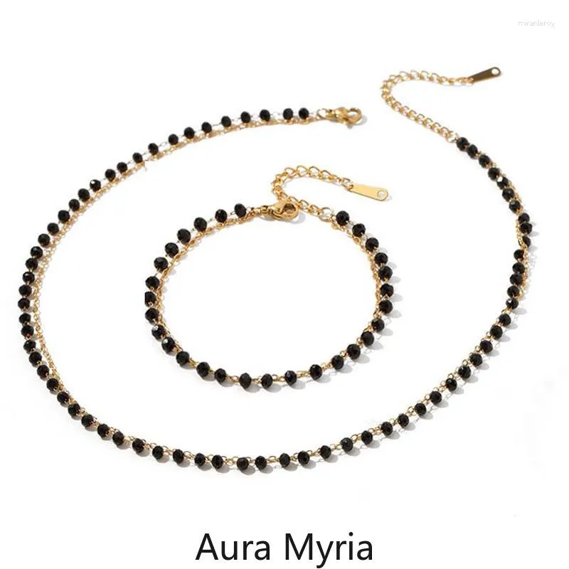 Catene Bohemia Mini Piccola Collana a strati con perline nere per donna Acciaio inossidabile Catena sottile Collare Choker Chic_voghion.com