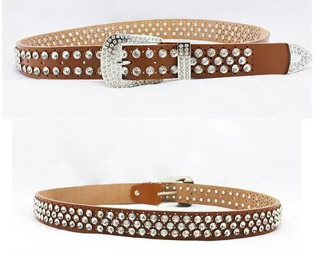 Rhinestone bälte för kvinnor i läder med kristaller midjebälte_voghion.com