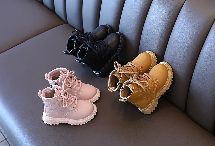 Botas altas de nieve de invierno para niños de moda 2024, zapatos de cuero para niños, lindas botas impermeables hasta los tobillos, botas cálidas para niñas, tallas para bebés_voghion.com