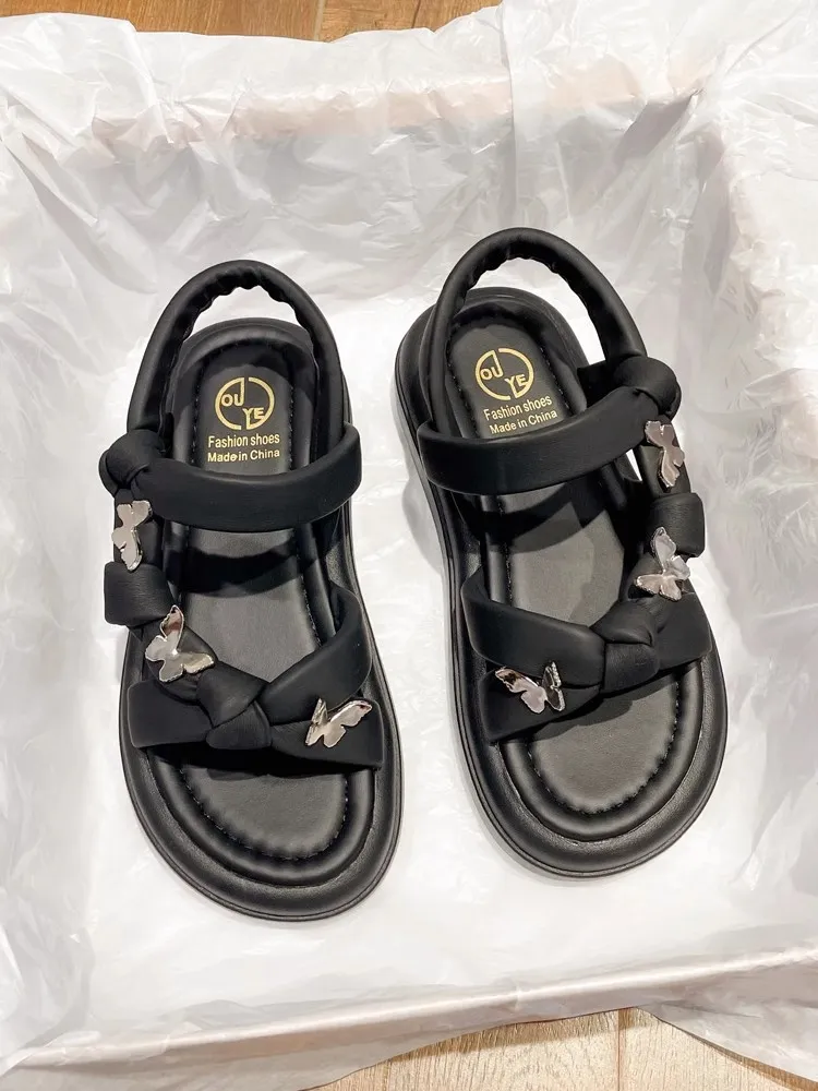 Roman Style Butterfly Sandals Comfortable Beach Shoes For Summer_voghion.com