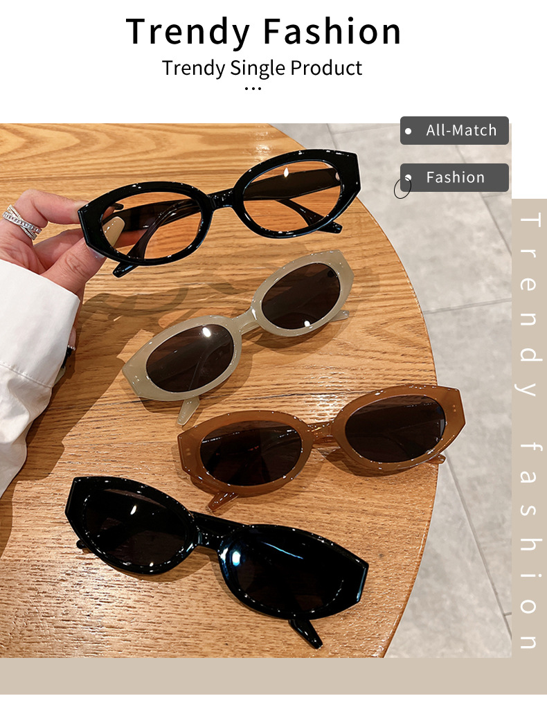 New Trendy Blogger Style Small Frame Simple Versatile Korean Fashion Oval Sunglasses_voghion.com