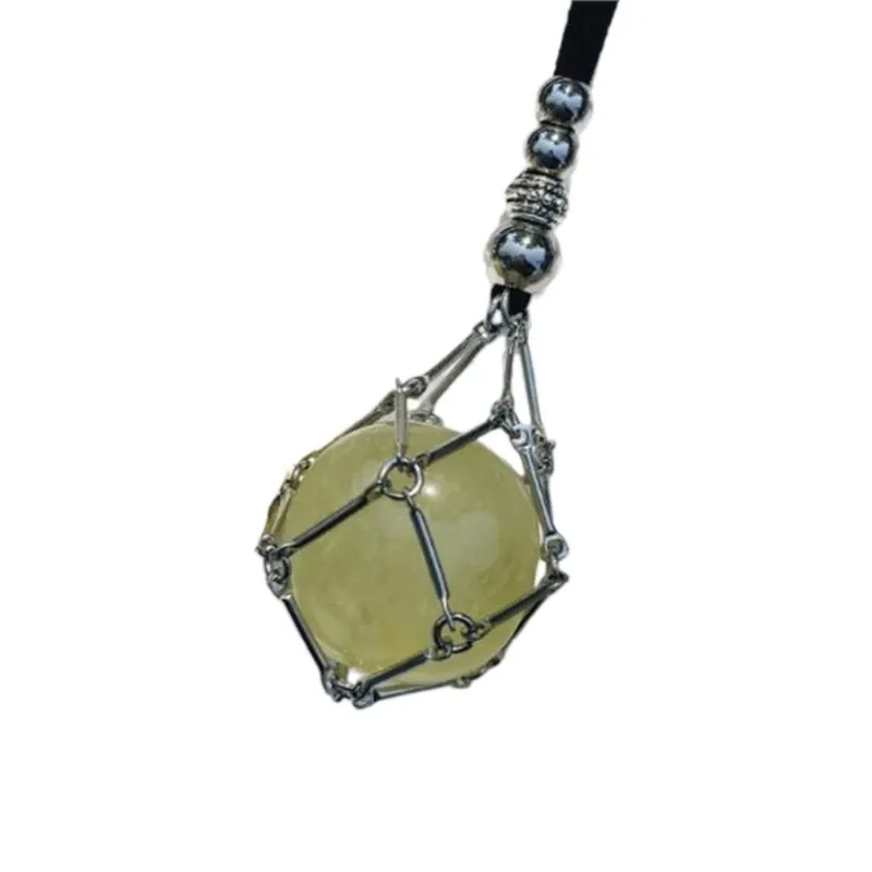 Catene Maglia Pendente Collana Regolabile Pelle Corda Cristallo Vuoto Pietra Porta Gabbia di Metallo_voghion.com
