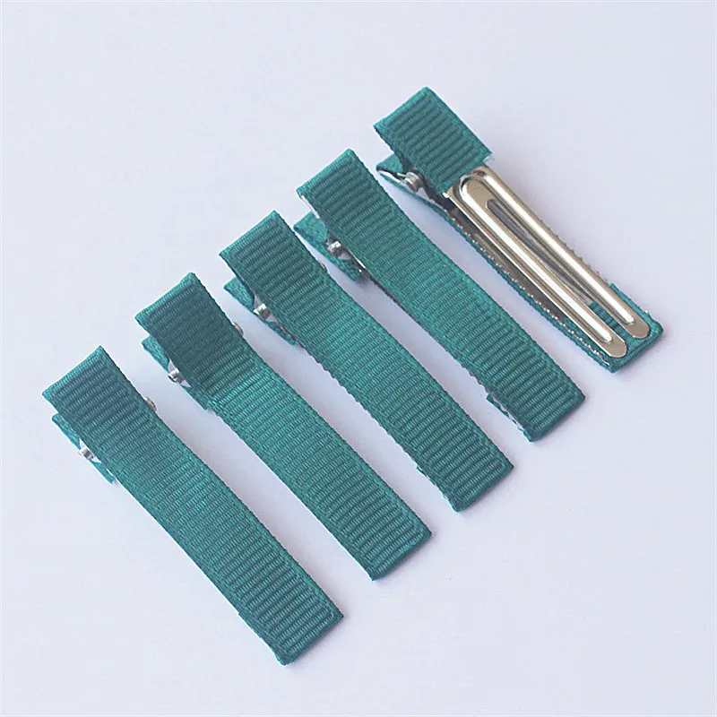 300pcs 5cm Grosgrain Ribbon Lined Alligator Hairpins for Princess Girls Ponytail Clips Children Metal Hair Barrettes_voghion.com