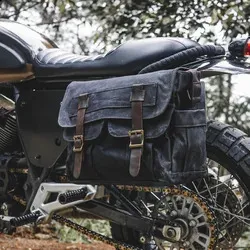 Retro locomotive universal waterproof side motorcycle canvas knight saddle bag 240824_voghion.com